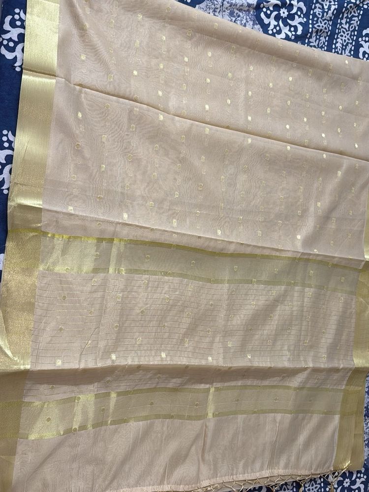 Beige Banarasi Saree With Zaree Work