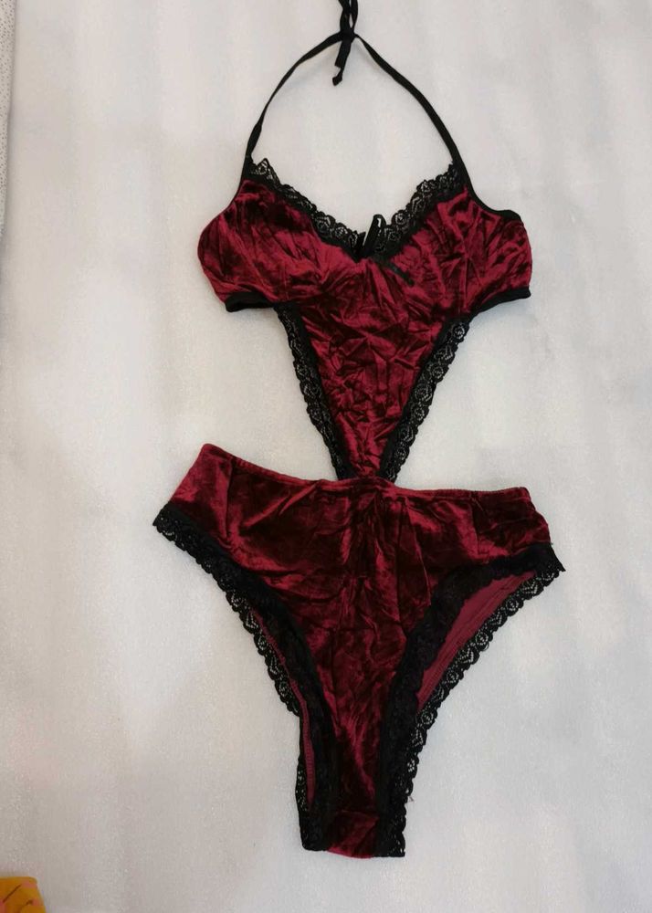 Burgundy Velvet bodysuit