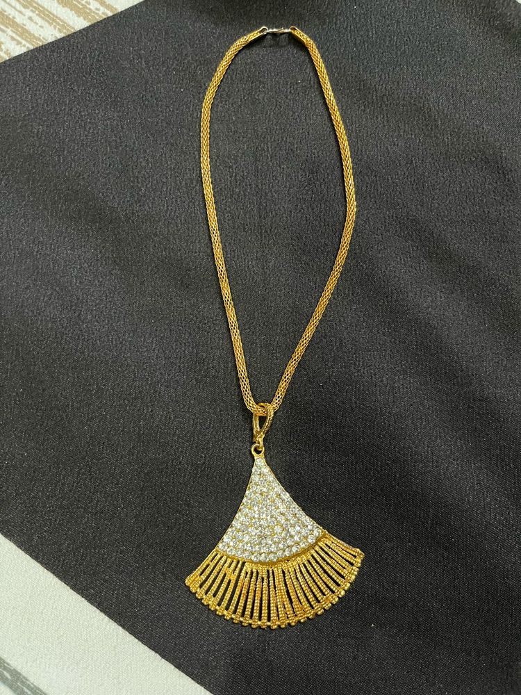 Golden Coloured Pendant With Chain