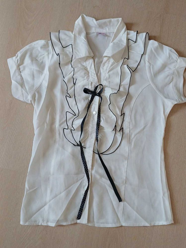 Cute Ruffle Blouse with Bow