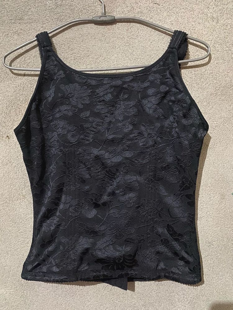 Black Floral Tank Top