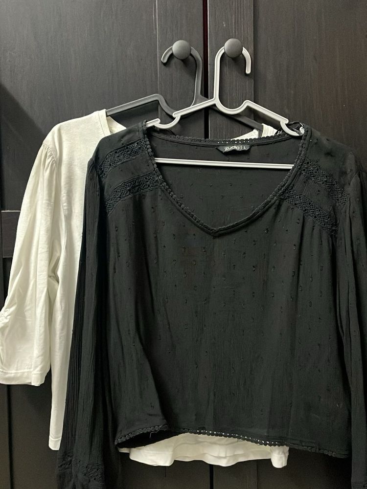 Black and White Long Sleeve Top Combo 2