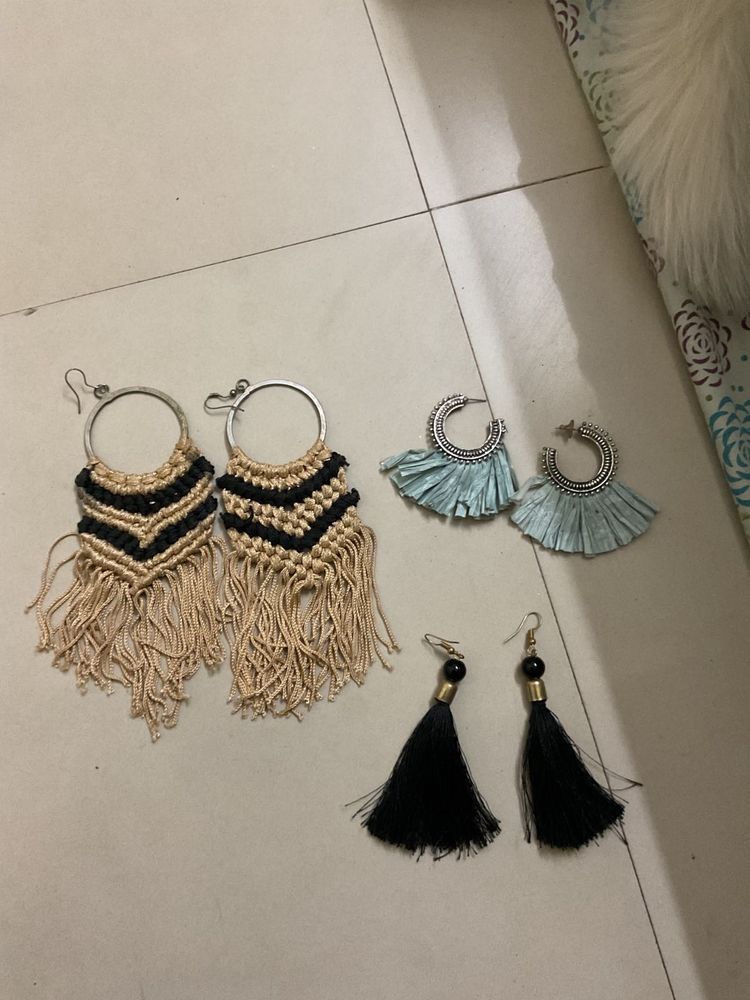 combo of 3 Boho Tassel Earring Set