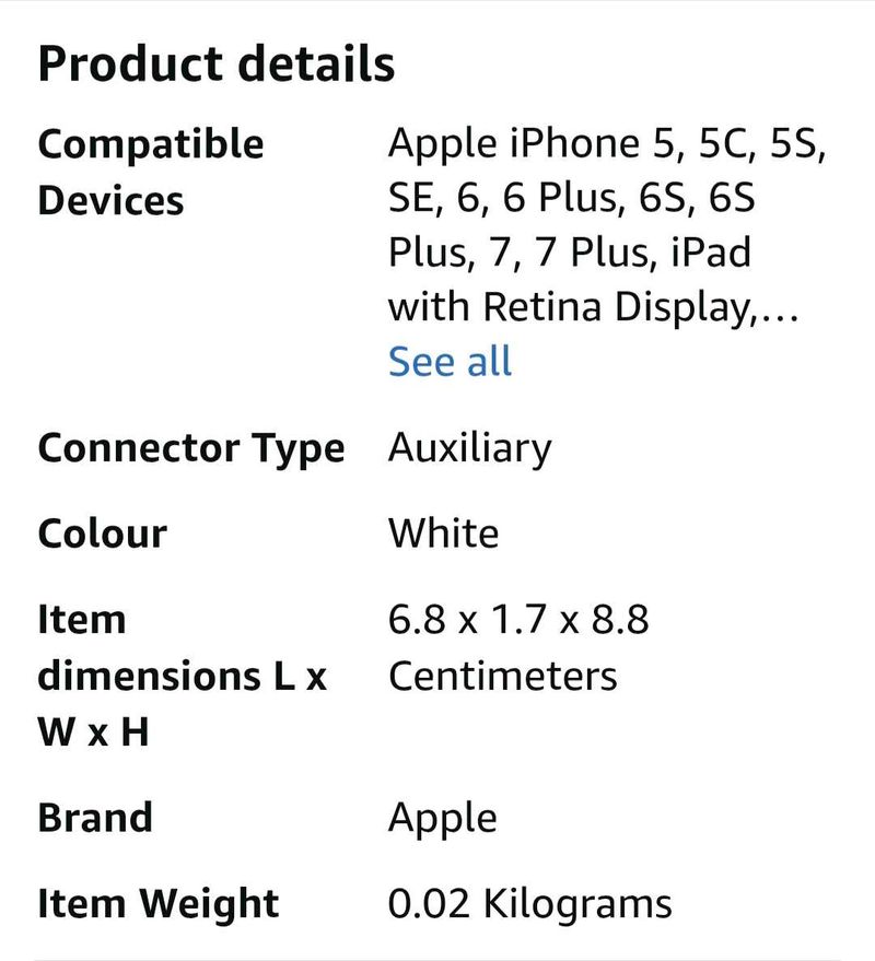 Apple Lightning To 3.5mm