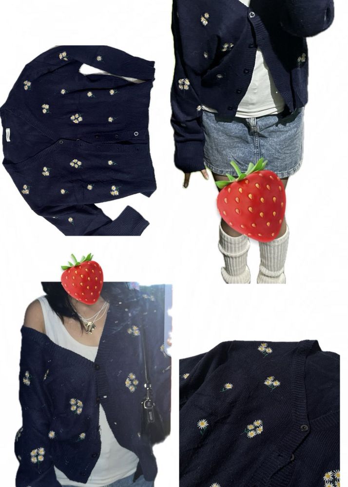 Floral Navy Cardigan