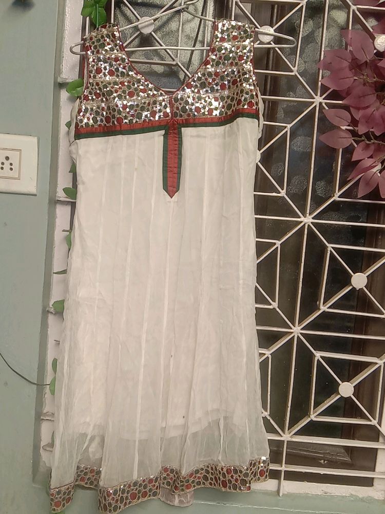 Women Sequence Work White Kurtie