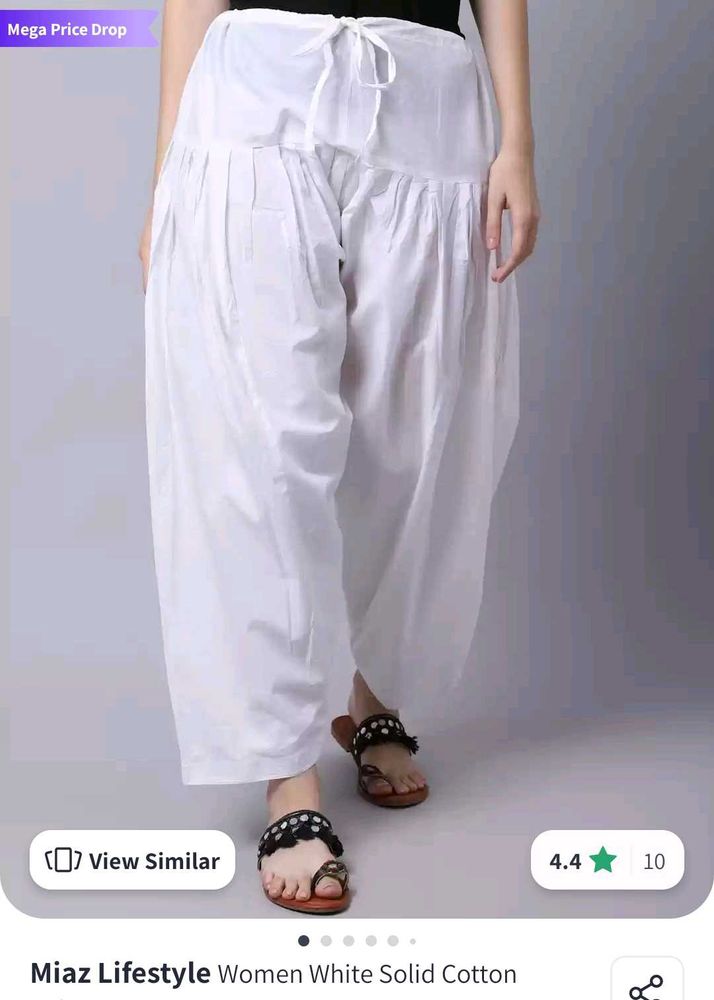 White Cotton Patiala Pants With Free Gift