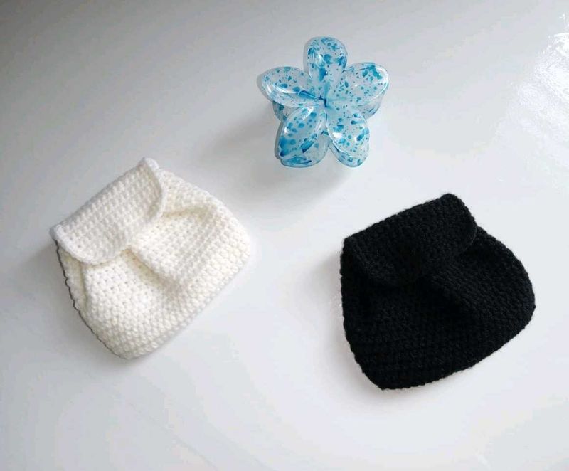 Handmade Crochet Mini Pouch | Black &amp; White |