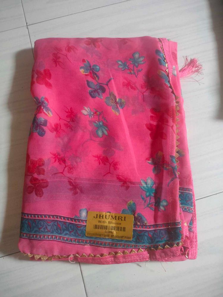 Pink Floral Saree