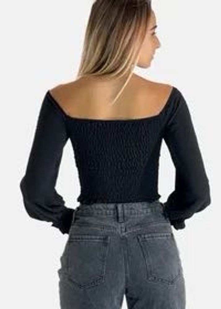 Chic Black Long Sleeve Top