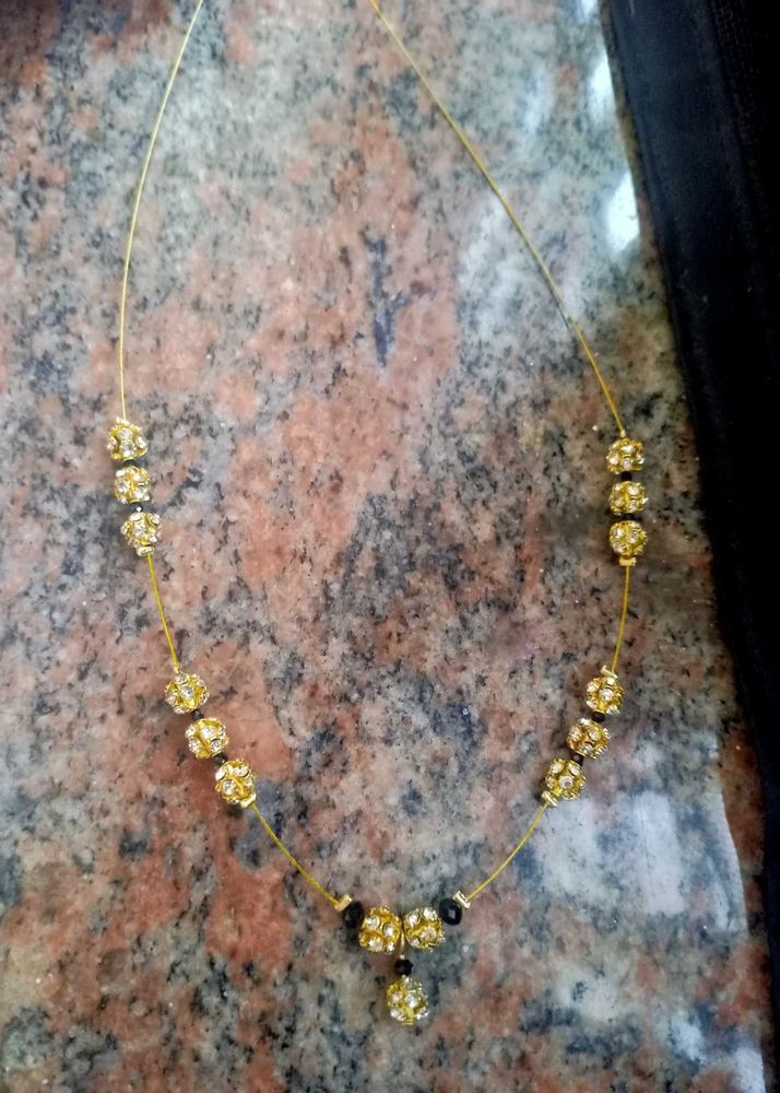 Sparkling Gold &amp; Black Beaded Necklace