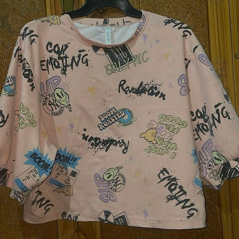 Trendy Graphic Print Oversized Tee