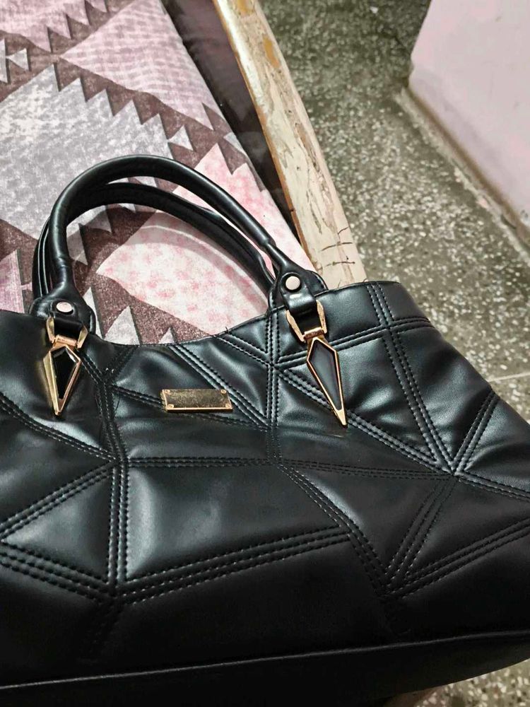 Black Quilted Tote Bag
