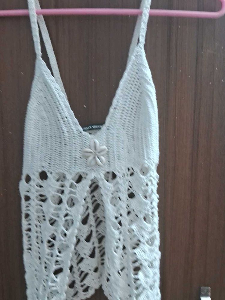 Combo Tops White Crochet Top And Halter Neck