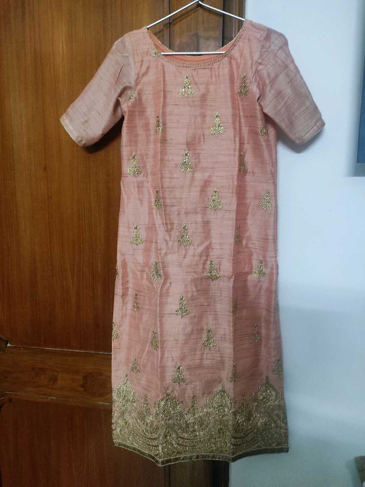 Peach Colored silk Kurta