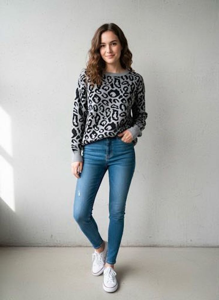 Leopard Print Pullover Sweater