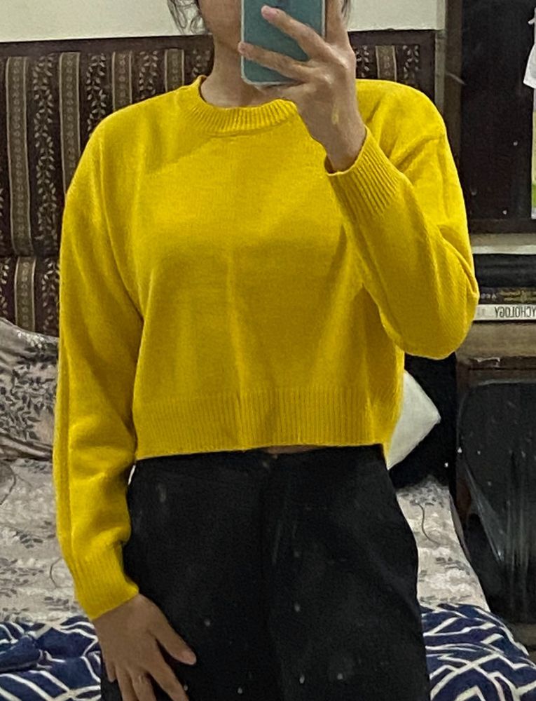 H&amp;M Crop Jumper Yellow