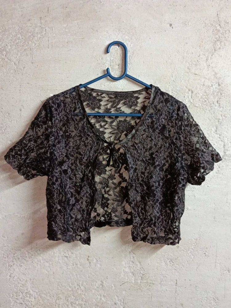 Trendy See-through Crop Lace Bolero Shrug Sheer