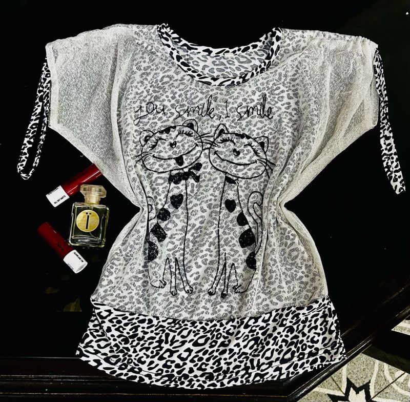 Cute Cat Print  Top