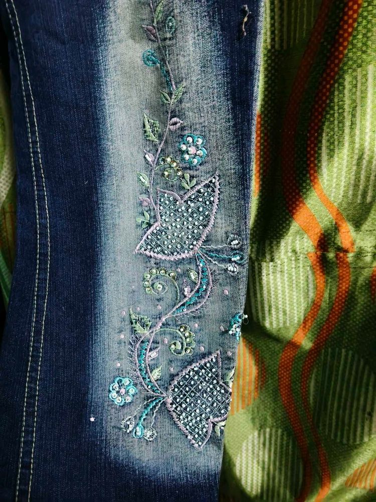 Embroidered Denim Jeans