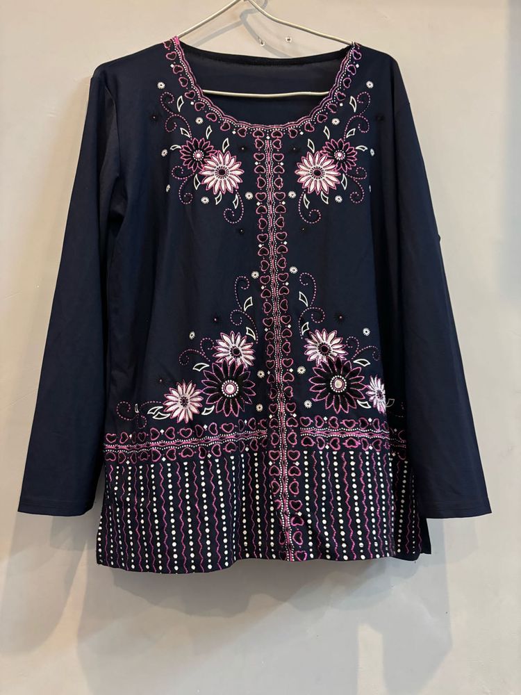 Embellished Blue Top