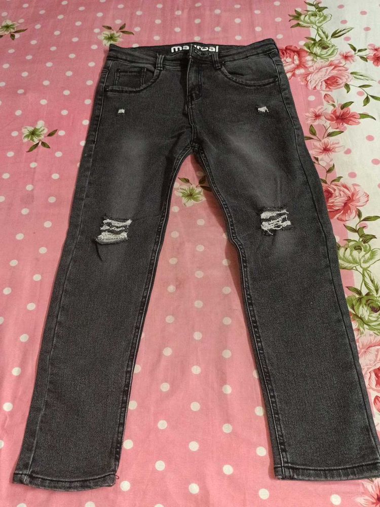 Mayoral Grey Ripped Denim Jeans