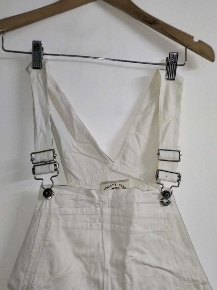 White Short Denim Dungaree