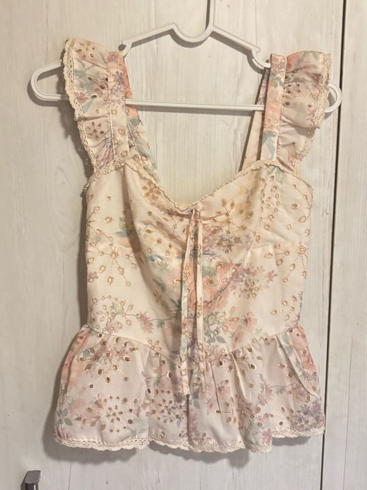 Floral Lace Peplum Tank Top