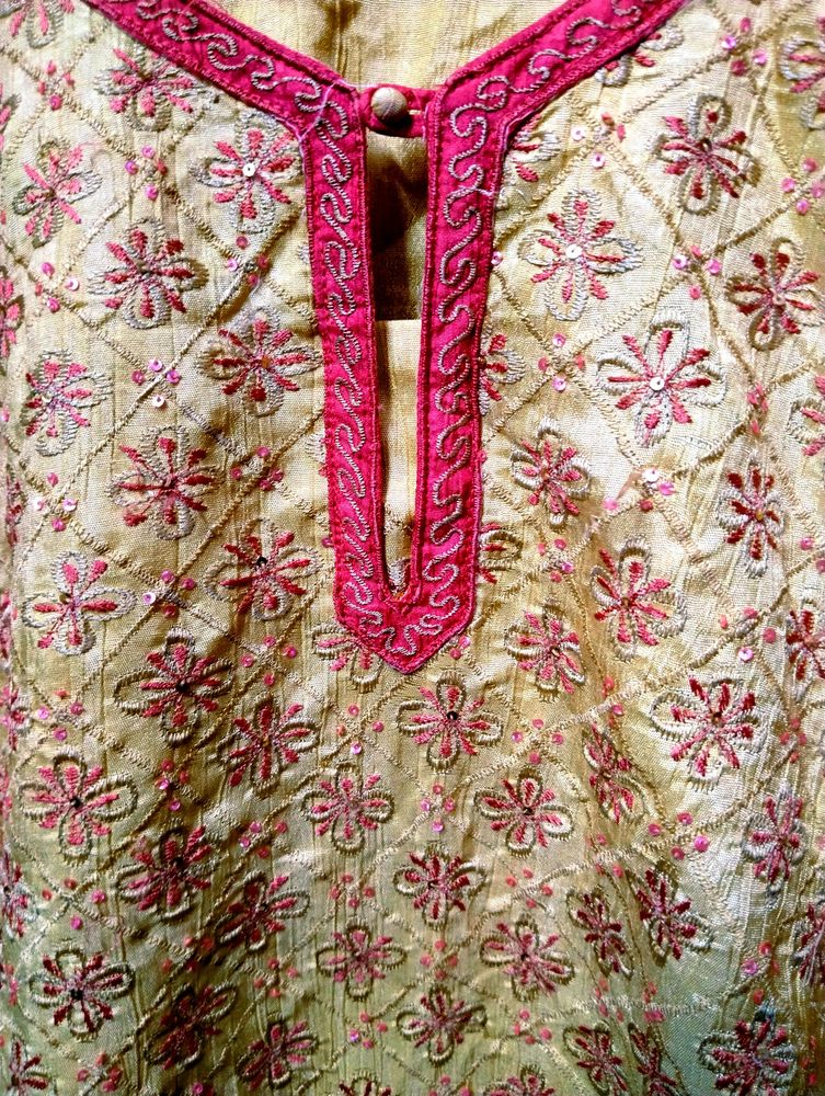 Silk Kurta With Net Duppata