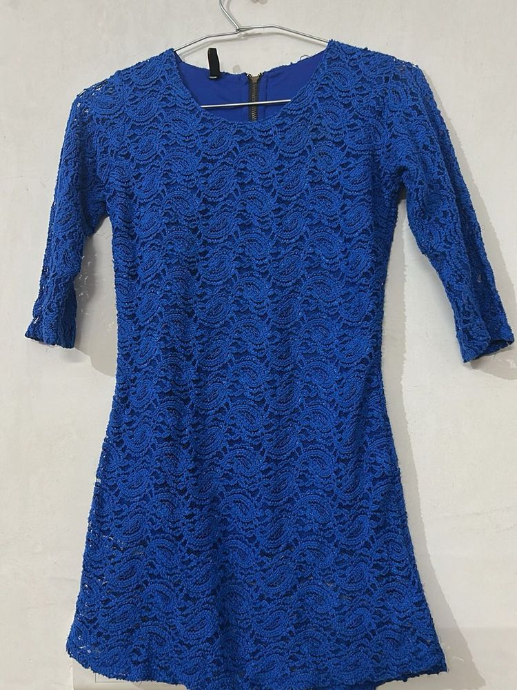 Blue Lace Mini Dress