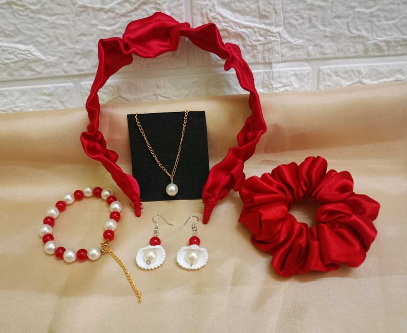 Red Jewelry &amp; Hair Accessory Set