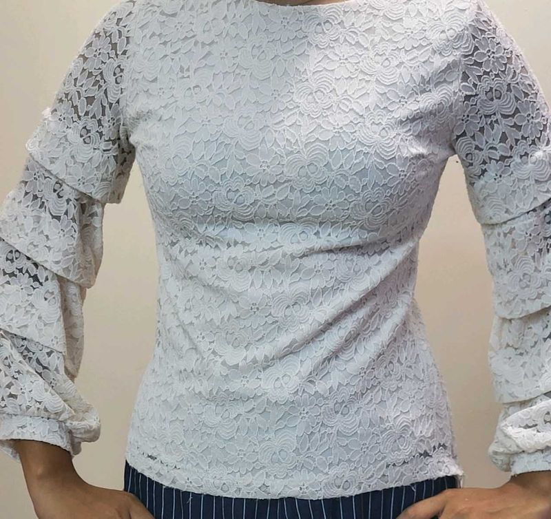 White Laced Top