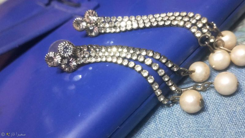 Pearl &amp; Rhinestone Drop Earrings