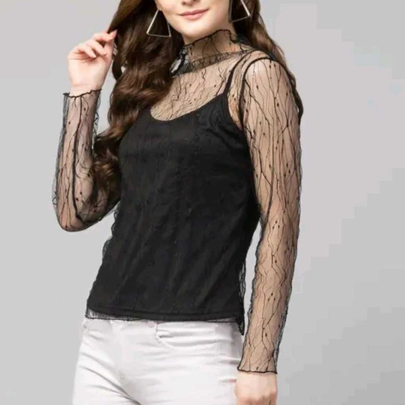 Black Mesh Top