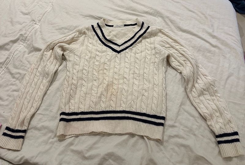Cable Knit V-Neck Sweater