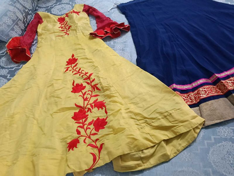 Elegant Yellow Embroidered Anarkali