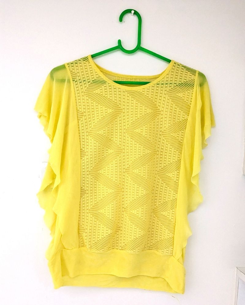 Trendy Yellow Ruffle Top
