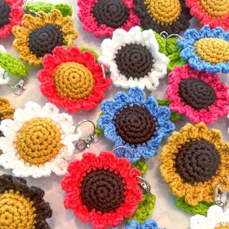 Crochet Sunflower Keychains