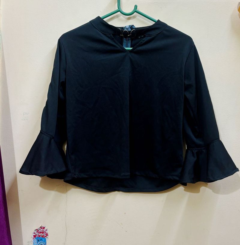 Black Bell Sleeve Top