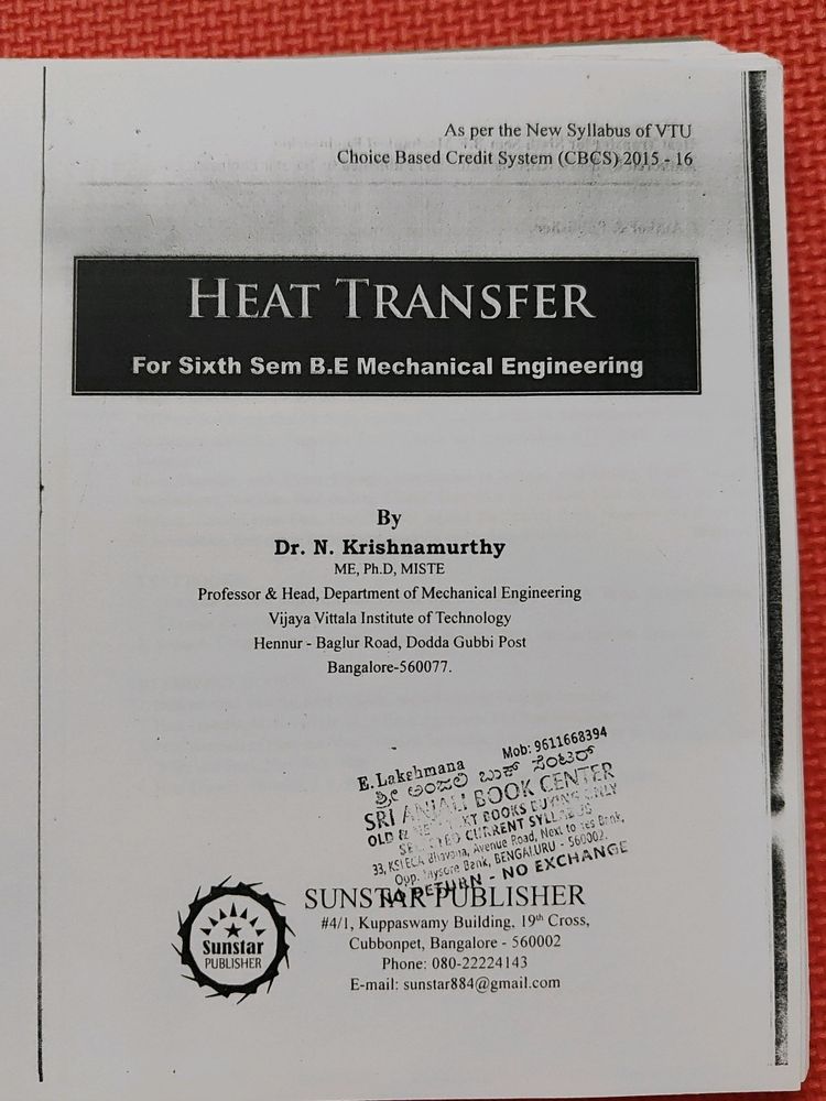 Heat Transfer By Dr. N. Krishnamurthy