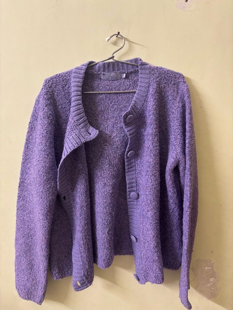 Purple Knit Cardigan