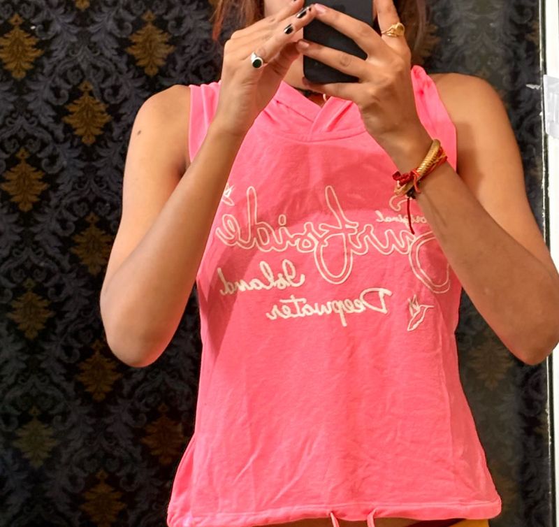 Cute Coral Sleeveless Top