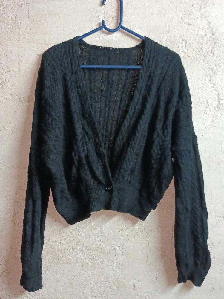 Oversized Winter Fashion Cropped Shrug Black 🖤