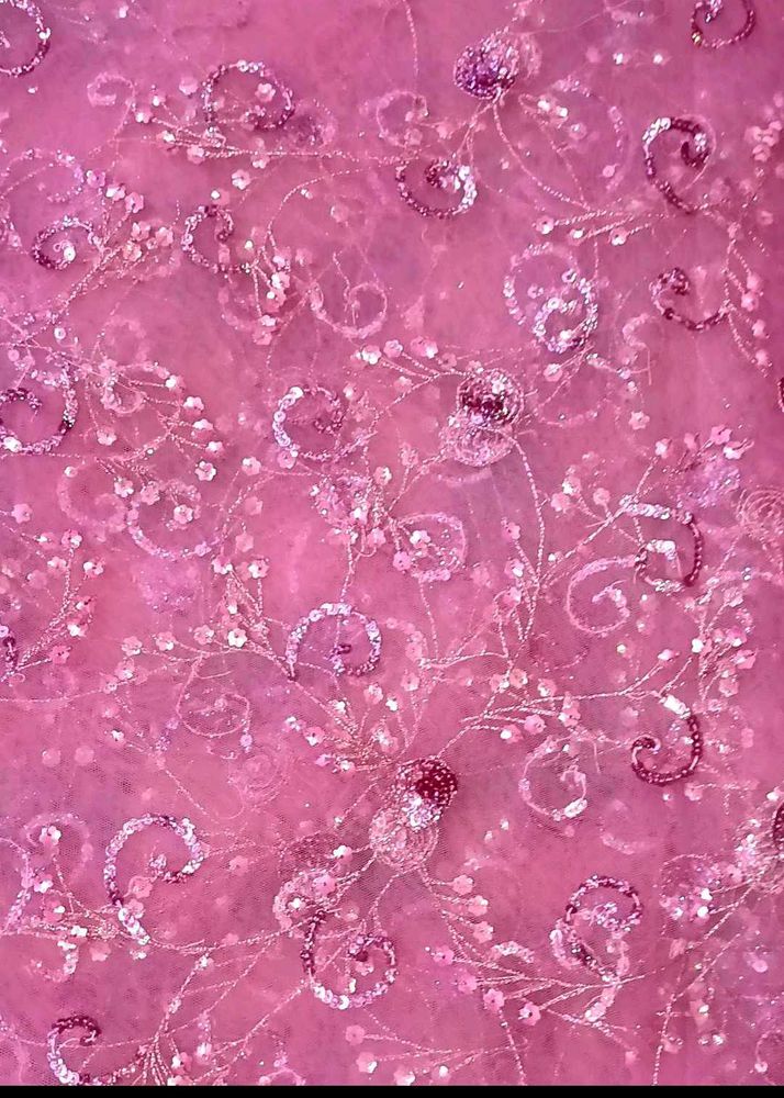 Rose Pink Net Saare With Sequins Jal Work❤