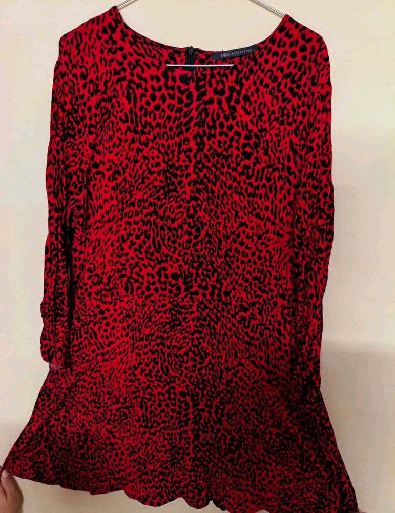 Red &amp; Black Leopard Print Dress