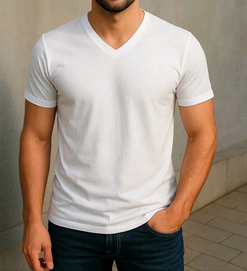 White Cotton T-shirt For Men