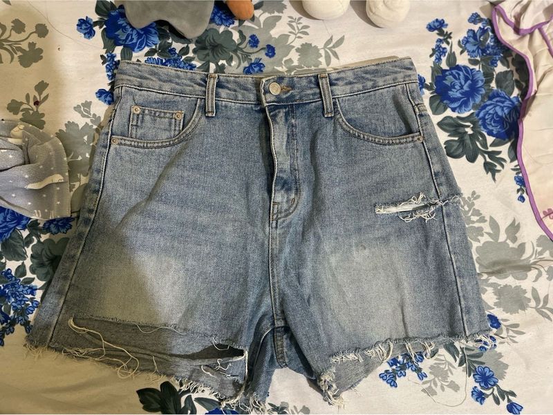 Ripped Denim Shorts