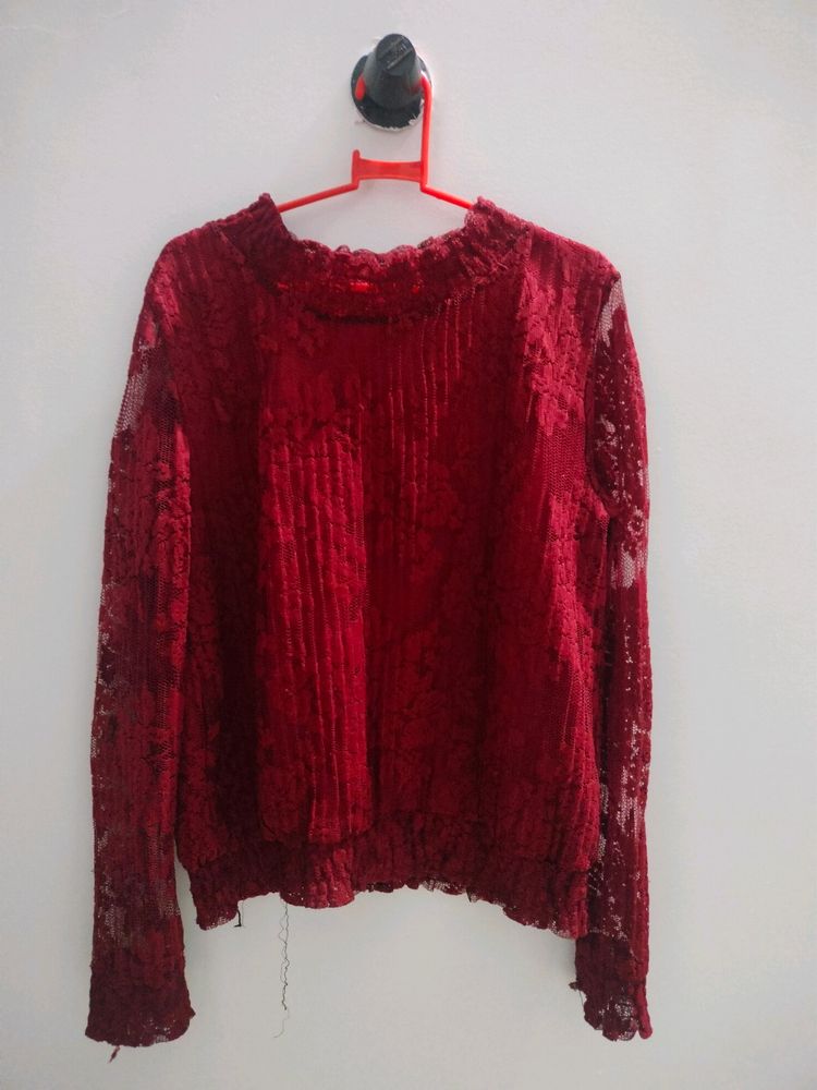 Maroon Colour Full Sleeves Top