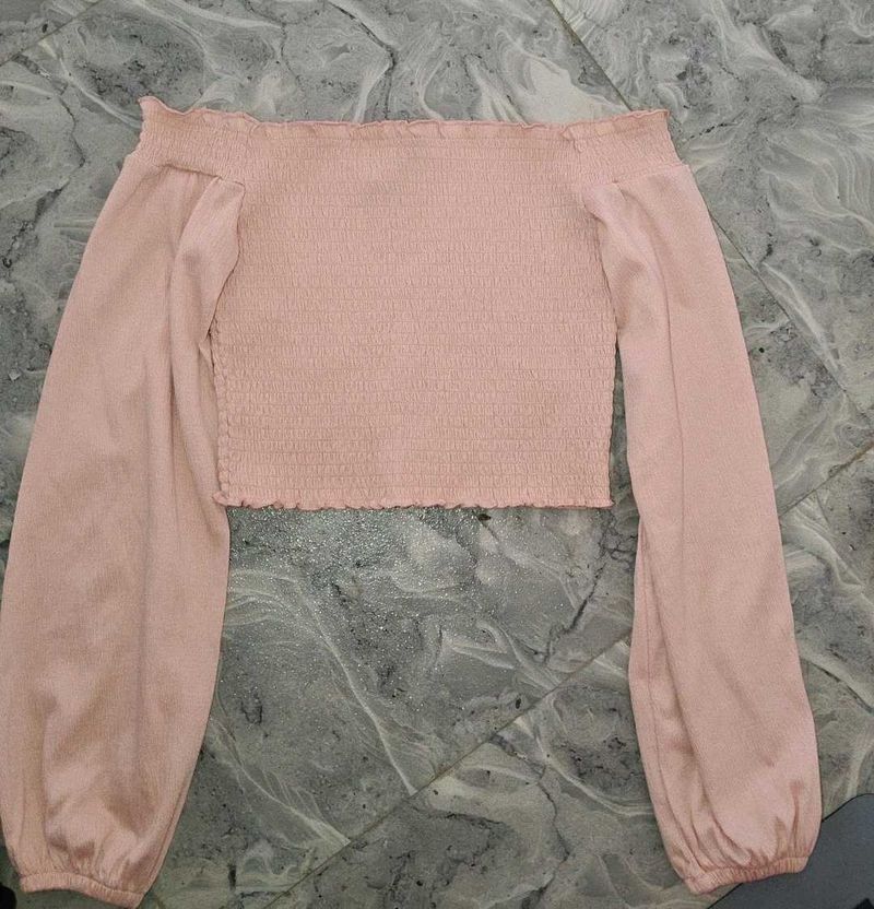 Cute Pink Off-Shoulder Crop Top