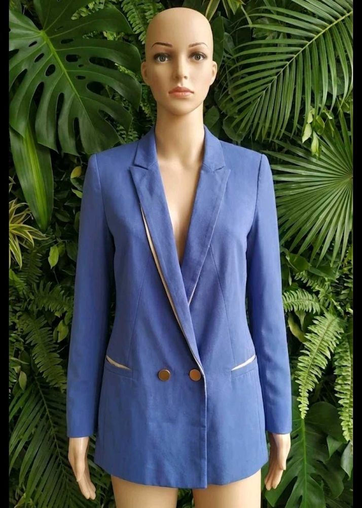 Blue Double-Breasted Blazer